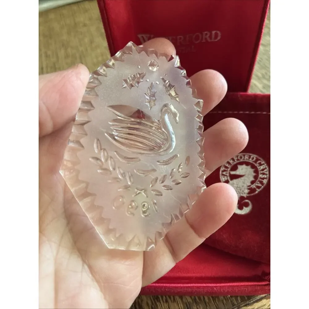 1990 Waterford Crystal 12 Days Of Christmas Seven Swans Swimming Ornament Box
